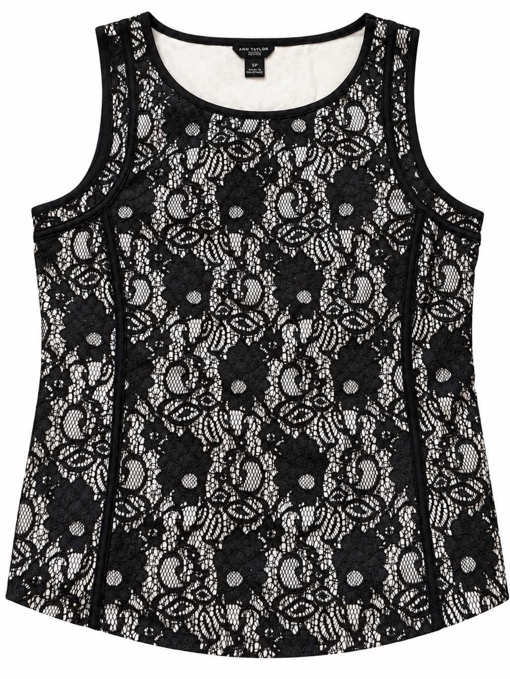Ann Taylor Black Floral Lace Tank